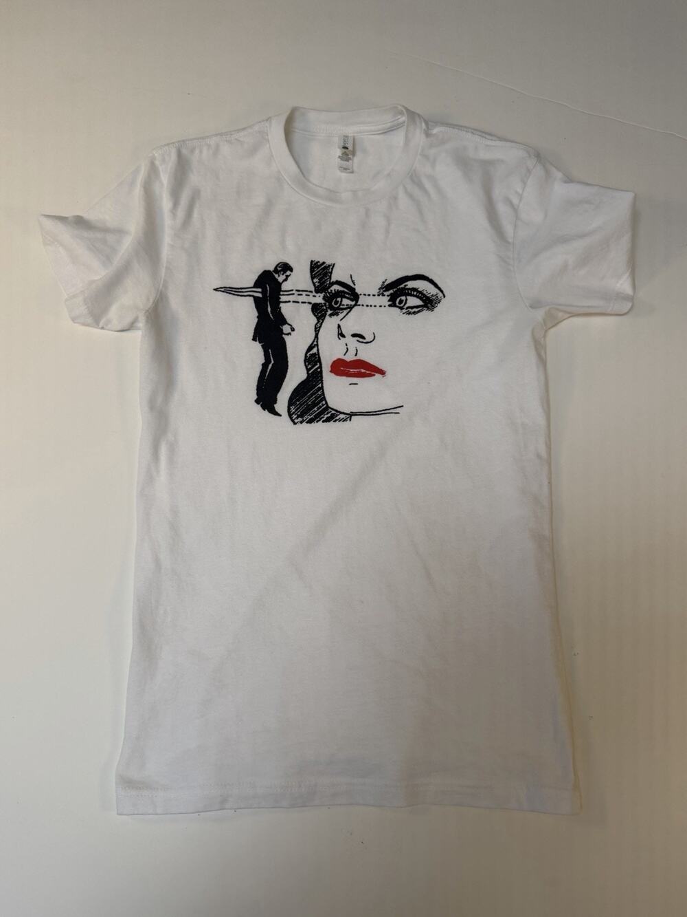 Unisex White Size Extra Small “ Look Of Death” T Shirt By Canvas 100% Cotton